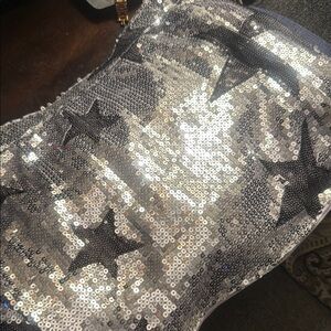 SHEIN Silver Sequin Star skort